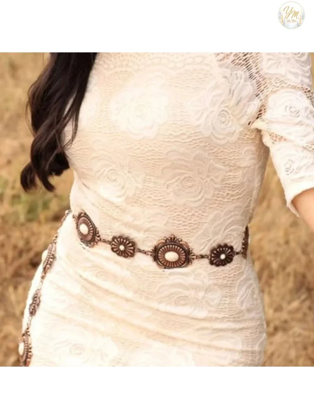 Turquoise Concho Belt with Adjustable Chain for Women